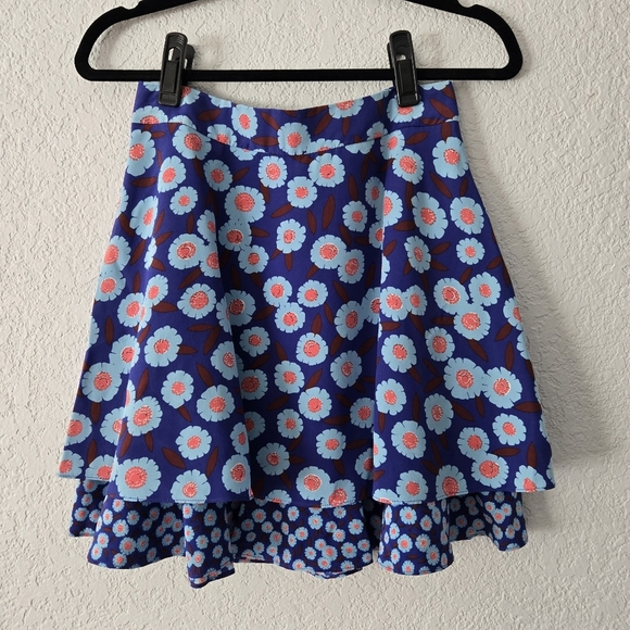 Kate Spade New York Size 2 Silk Tangier Floral Double Layer Skirt Cobalt Blue - Picture 1 of 5